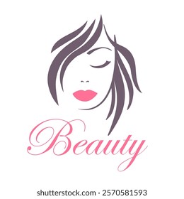 Illustration of a beautiful young woman. Template for beauty logo design. 