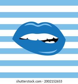 illustration of beauty blue lips
