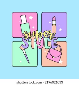 ILLUSTRATION OF BEAUTY ELEMENTS, SLOGAN PRINT. VECTOR