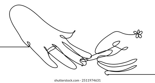 The Illustration of beauty girl nail treatment with single line style. Which is made by hand drawn with single line. This line art can be use for advertisement, logo, icon, etc.