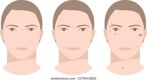 Illustration of the beauty of a man's face with spots and wrinkles