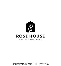 Illustration Beauty Rose logo vector logo design with house template