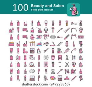 Illustration of Beauty and Salon Collection design Filled Icon. Beauty and Salon Outline Filled Icon Pack. Set of Beauty and Salon Filled Icon