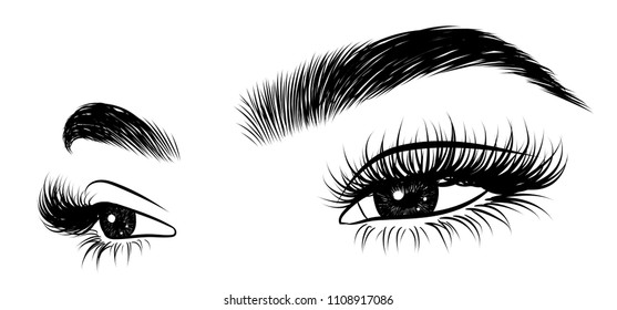 Illustration Womans Eyes Eyelashes Eyebrows Realistic Stock Vector 