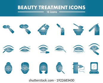 Illustration Of Beauty Treatment Icons Set In Gradient Blue Color.