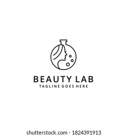 Ilustración de la silueta de belleza de mujeres o niñas con la plantilla de diseño del logotipo del logotipo del laboratorio de vidrio