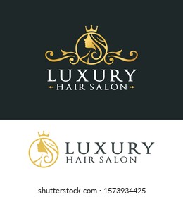 Illustration Beauty Women And Hair For Salon Vintage Logo Design