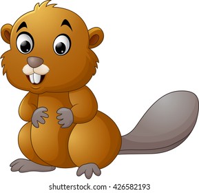 Illustration Beaver On White Background Stock Vector (Royalty Free ...