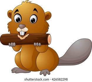 Illustration of a beaver on a white background