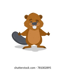 Illustration of a beaver on a white background. Vector cartoon illustration