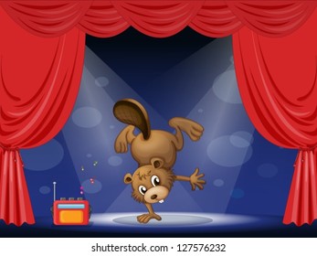 Ilustración de un castor en el escenario