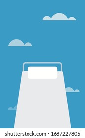Illustration of a bed in a blue cloudy sky