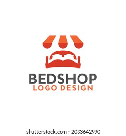 illustration bed and canopy for store logo design vector