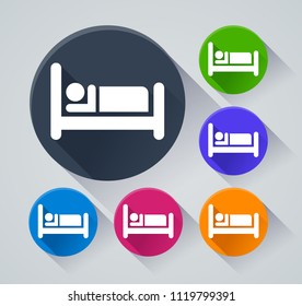 Illustration of bed circle icons with shadow