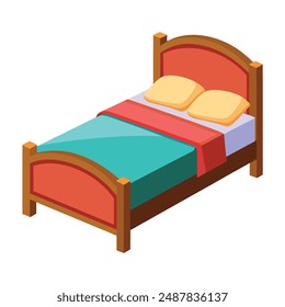 Ilustración de cama aislada en blanco