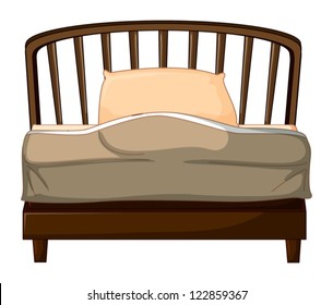 Illustration of a bed on a white background