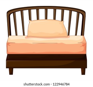 Illustration of a bed on a white background