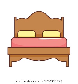 illustration of bed on white background. Valentine concept
