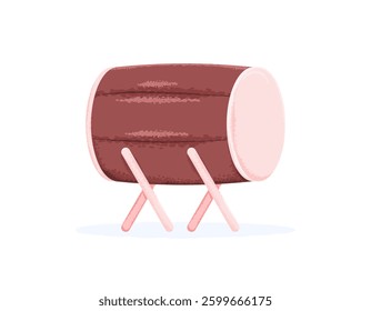 illustration of a bedug. tool or object. flat style design with texture grain. element. ramadan, eid al-fitr, eid al-adhabeduk