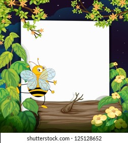 Illustration of a bee and a blank board