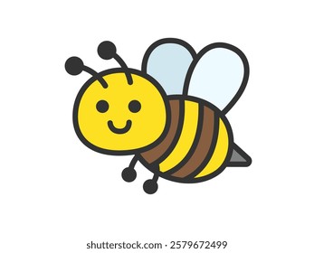 Illustration of a bee character icon (color line drawing).