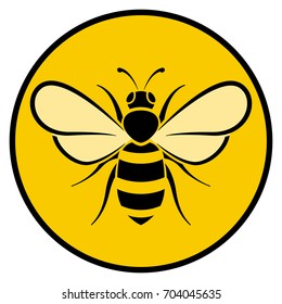 Illustration of bee circle yellow icon