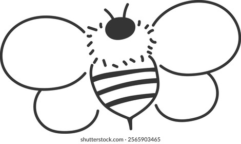 An illustration of a bee with distinctive hand drawn lines