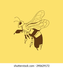 Illustration of a bee, hand drawn