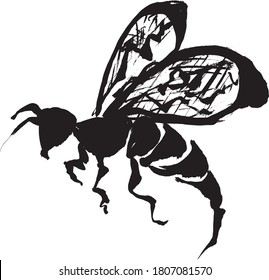 Illustration of  "Bee" handwritten with a brush
