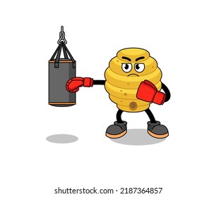 Ilustración del boxeador de colmenas de abejas , diseño de carácter