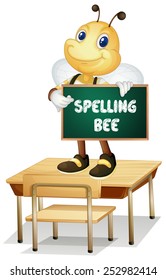 Illustration Of A Bee Holding A Spelling Bee Sign