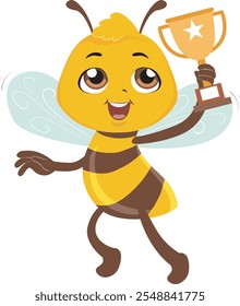 Illustration of Bee holding a Trophy