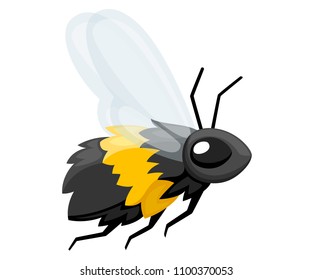 Illustration of bee. Honey flying bee. Cute character design in cartoon style. Vector illustration isolated on white background.