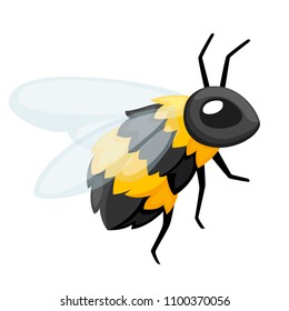 Illustration of bee. Honey flying bee. Cute character design in cartoon style. Vector illustration isolated on white background.