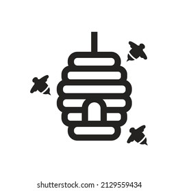 illustration of a bee house, honey, solid icon.