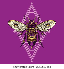 illustration of bee with ornament style drawing available for you