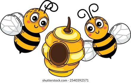 illustration of bee outline white on background vector