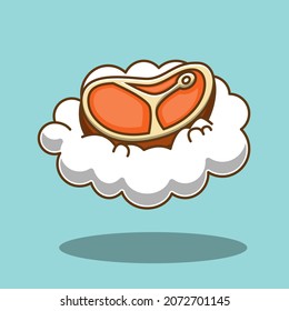 illustration of beef above the clouds