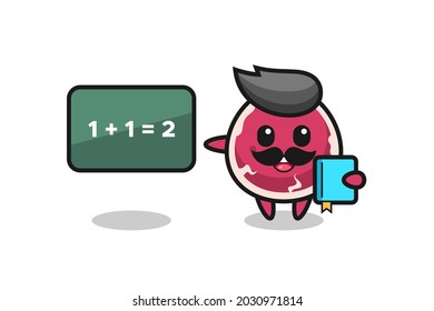 Illustration of beef character as a teacher , cute style design for t shirt, sticker, logo element
