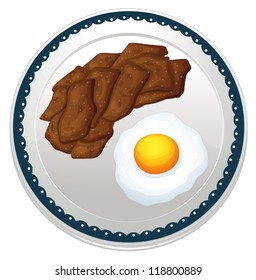 illustration of beef and egg on a white background