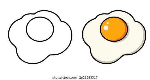Illustration of beef eye eggs with two different variants, suitable as icons, logos, stickers or drawing materials.