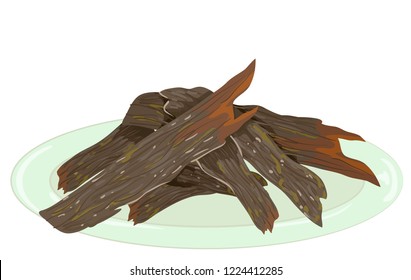 Illustration of Beef Jerky Pieces on Plate