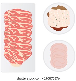 illustration of beef and pork set in yakiniku meal