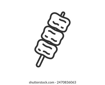 Illustration of a beef short ribs skewer icon (line drawing) from a food stall.