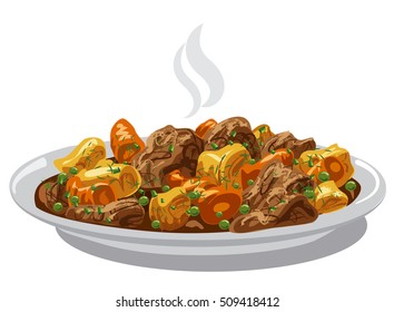 Illustration Of Beef Stew Meat Dish On Plate