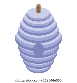 Illustration of a beehive with a round entrance is standing on a white background