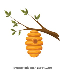 Beehive Wild Bees Hanging On Branch Stock Vector (Royalty Free) 1463056286