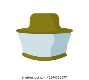 Illustration of a beekeeper hat with a green top and white mesh.