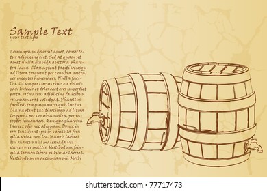 illustration of beer barrel on abstract vintage background