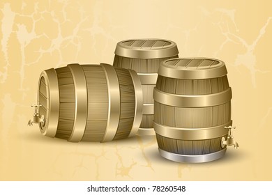 illustration of beer barrel on abstract vintage background